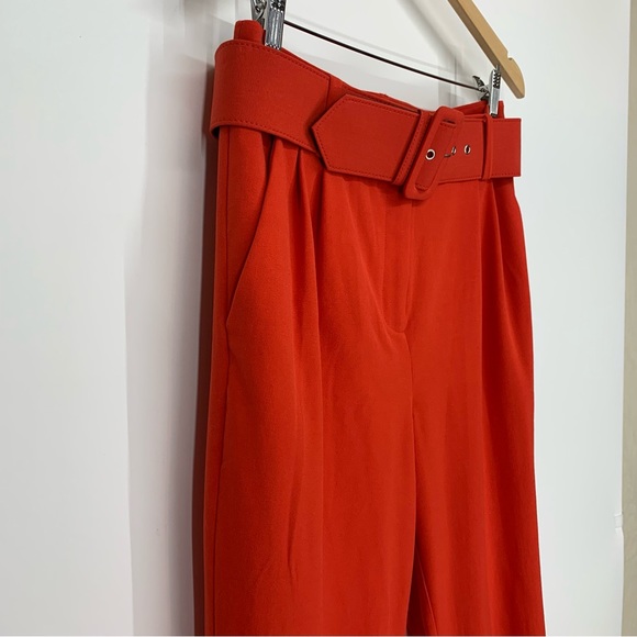 New York & Company Deep Orange Belted Pants Jogger Taper Elastic Slim Ankle - Picture 2 of 16